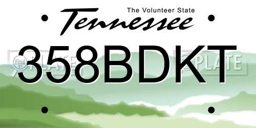 358BDKT Tennessee License Plate