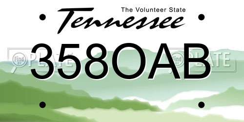 358OAB Tennessee License Plate