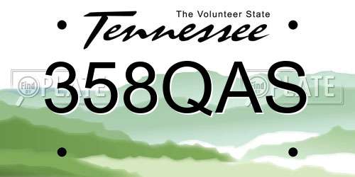 358QAS Tennessee License Plate