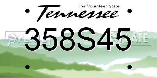 358S45 Tennessee License Plate