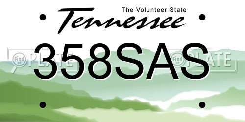 358SAS Tennessee License Plate