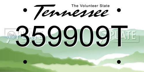 359909T Tennessee License Plate