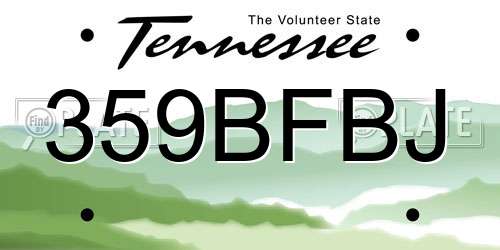 359BFBJ Tennessee License Plate