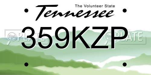 359KZP Tennessee License Plate