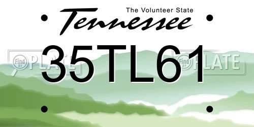 35TL61 Tennessee License Plate