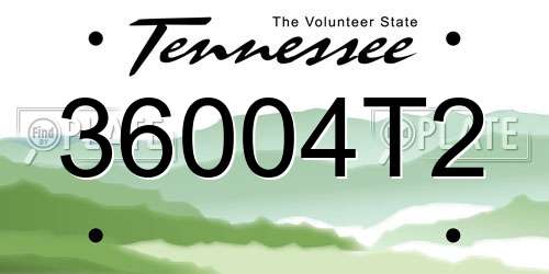 36004T2 Tennessee License Plate