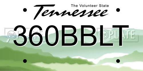 360BBLT Tennessee License Plate
