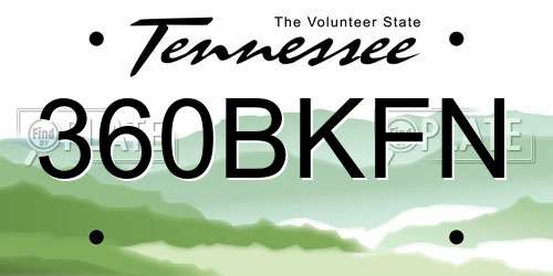 360BKFN Tennessee License Plate