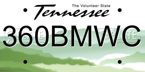 360BMWC Tennessee License Plate