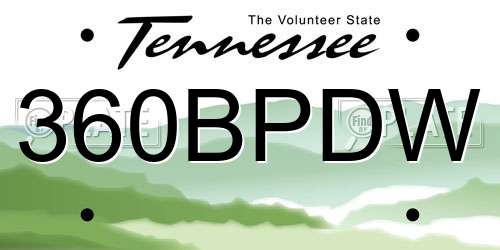 360BPDW Tennessee License Plate