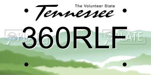 360RLF Tennessee License Plate