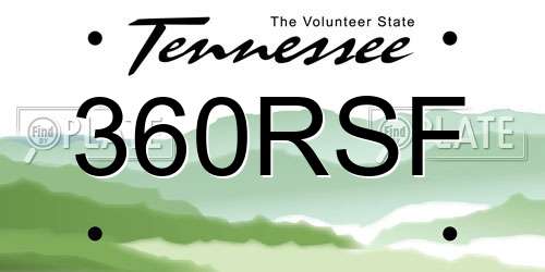 360RSF Tennessee License Plate