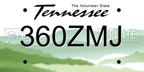 360ZMJ Tennessee License Plate