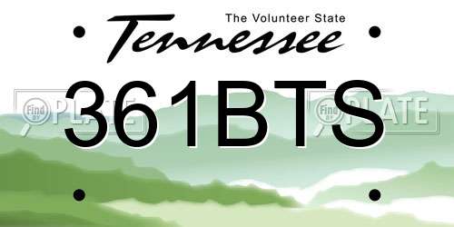 361BTS Tennessee License Plate