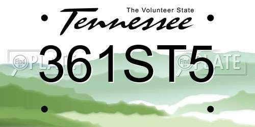 361ST5 Tennessee License Plate