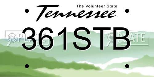 361STB Tennessee License Plate