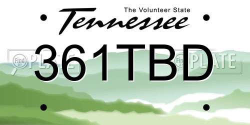 361TBD Tennessee License Plate