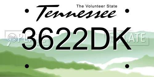 3622DK Tennessee License Plate