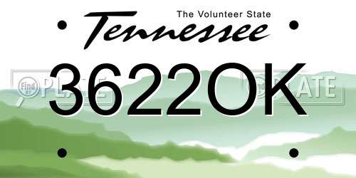 3622OK Tennessee License Plate