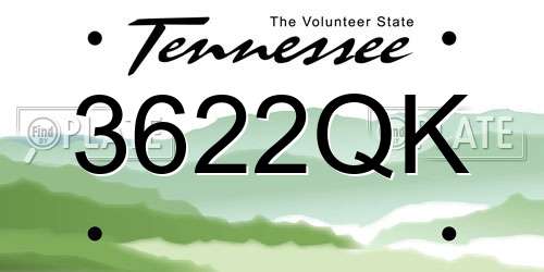 3622QK Tennessee License Plate
