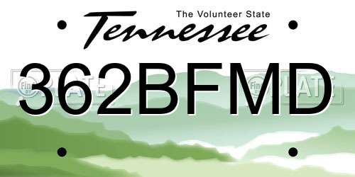362BFMD Tennessee License Plate
