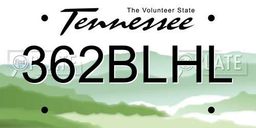 362BLHL Tennessee License Plate