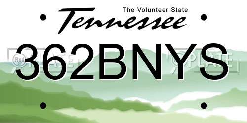 362BNYS Tennessee License Plate