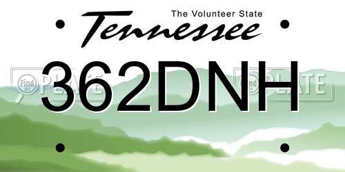 362DNH Tennessee License Plate