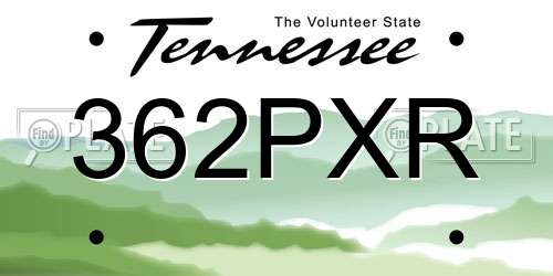 362PXR Tennessee License Plate