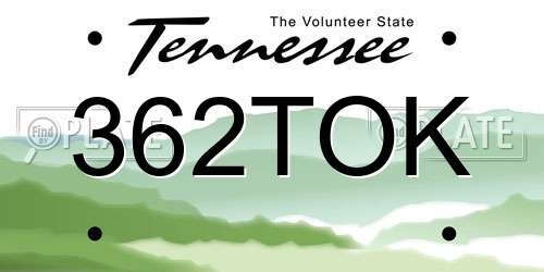 362TOK Tennessee License Plate