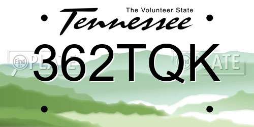362TQK Tennessee License Plate