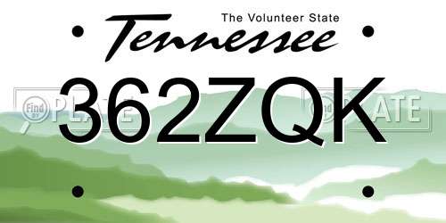 362ZQK Tennessee License Plate