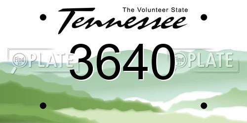 3640 Tennessee License Plate