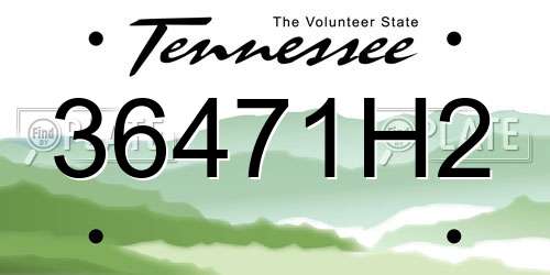 36471H2 Tennessee License Plate