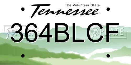 364BLCF Tennessee License Plate