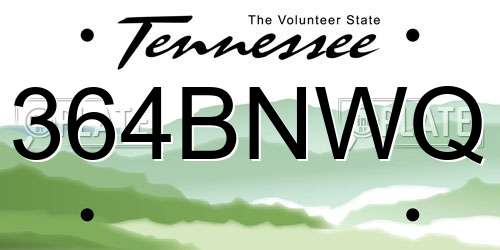 364BNWQ Tennessee License Plate