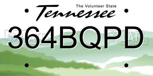 364BQPD Tennessee License Plate