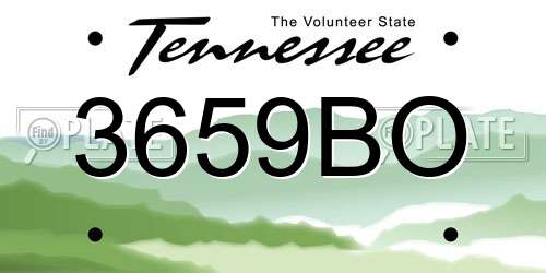 3659BO Tennessee License Plate