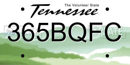 365BQFC Tennessee License Plate