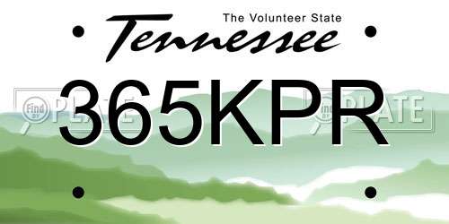365KPR Tennessee License Plate