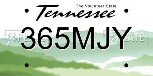 365MJY Tennessee License Plate