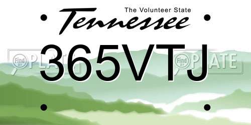365VTJ Tennessee License Plate