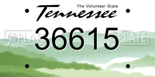 36615 Tennessee License Plate