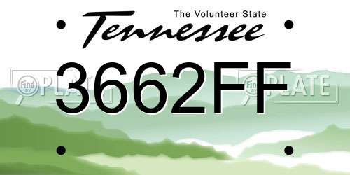 3662FF Tennessee License Plate