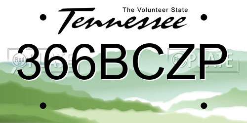 366BCZP Tennessee License Plate