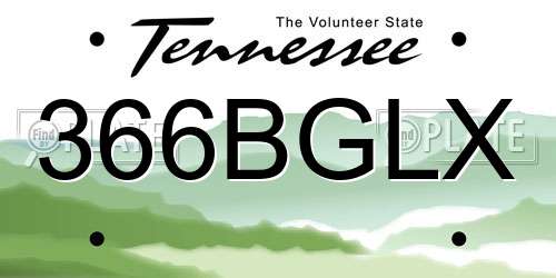 366BGLX Tennessee License Plate