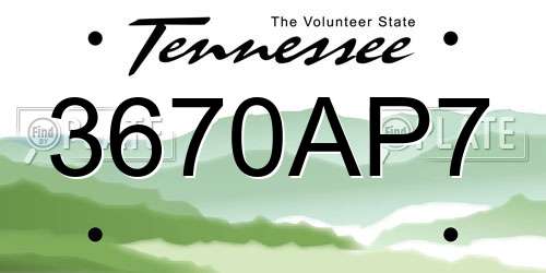 3670AP7 Tennessee License Plate