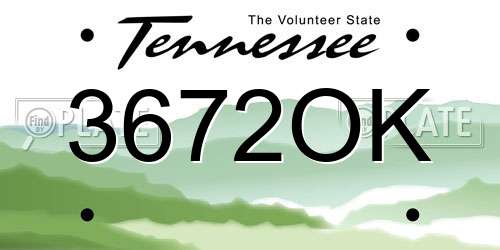 3672OK Tennessee License Plate
