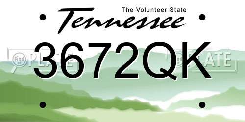 3672QK Tennessee License Plate