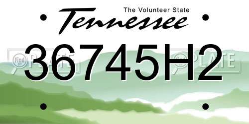 36745H2 Tennessee License Plate